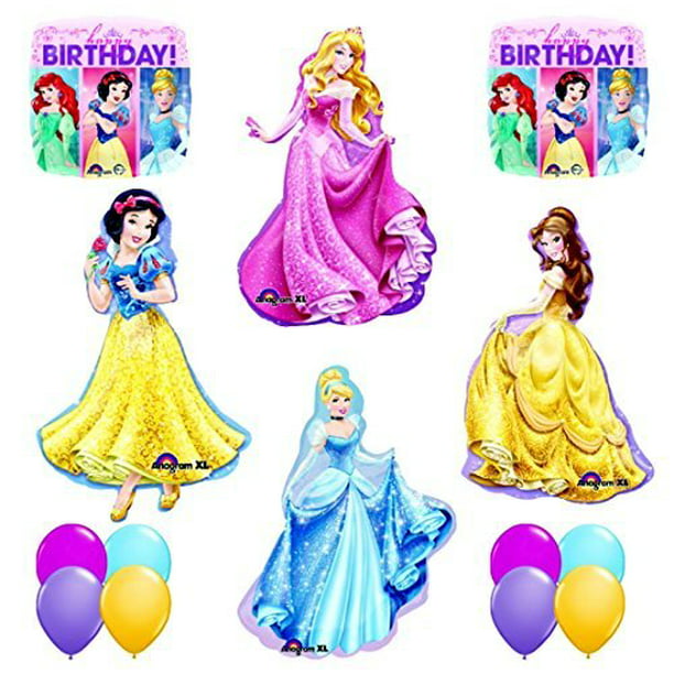 9pc Disney Princess 3rd BIRTHDAY PARTY Balloons Decorations Supplies New 